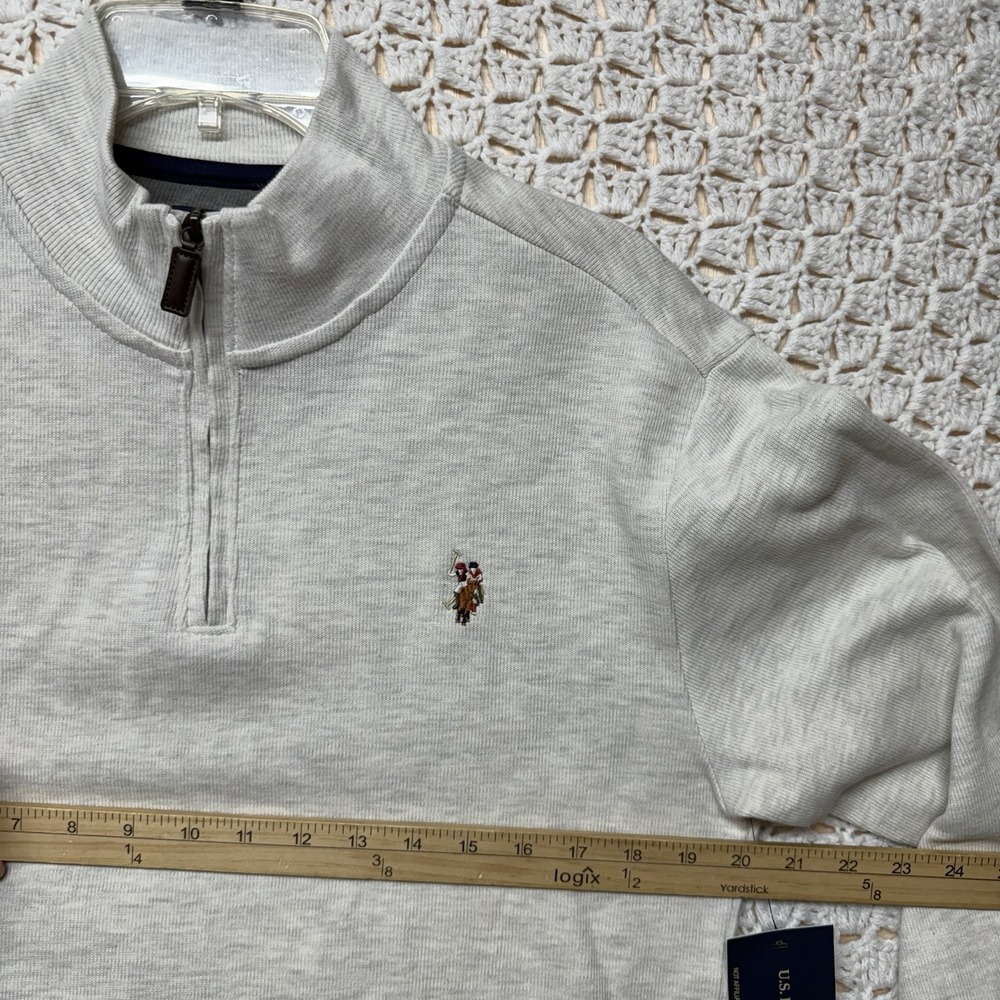 U.S. Polo Assn Sweatshirt Men's Sz S Grey 1/4 Zip Logo Pullover Cotton Blend NWT - Picture 6 of 10
